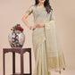Shree Shyam Fashion Cream Organza Woven Zari Work Traditional Tassel Saree