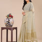 Shree Shyam Fashion Cream Organza Woven Zari Work Traditional Tassel Saree
