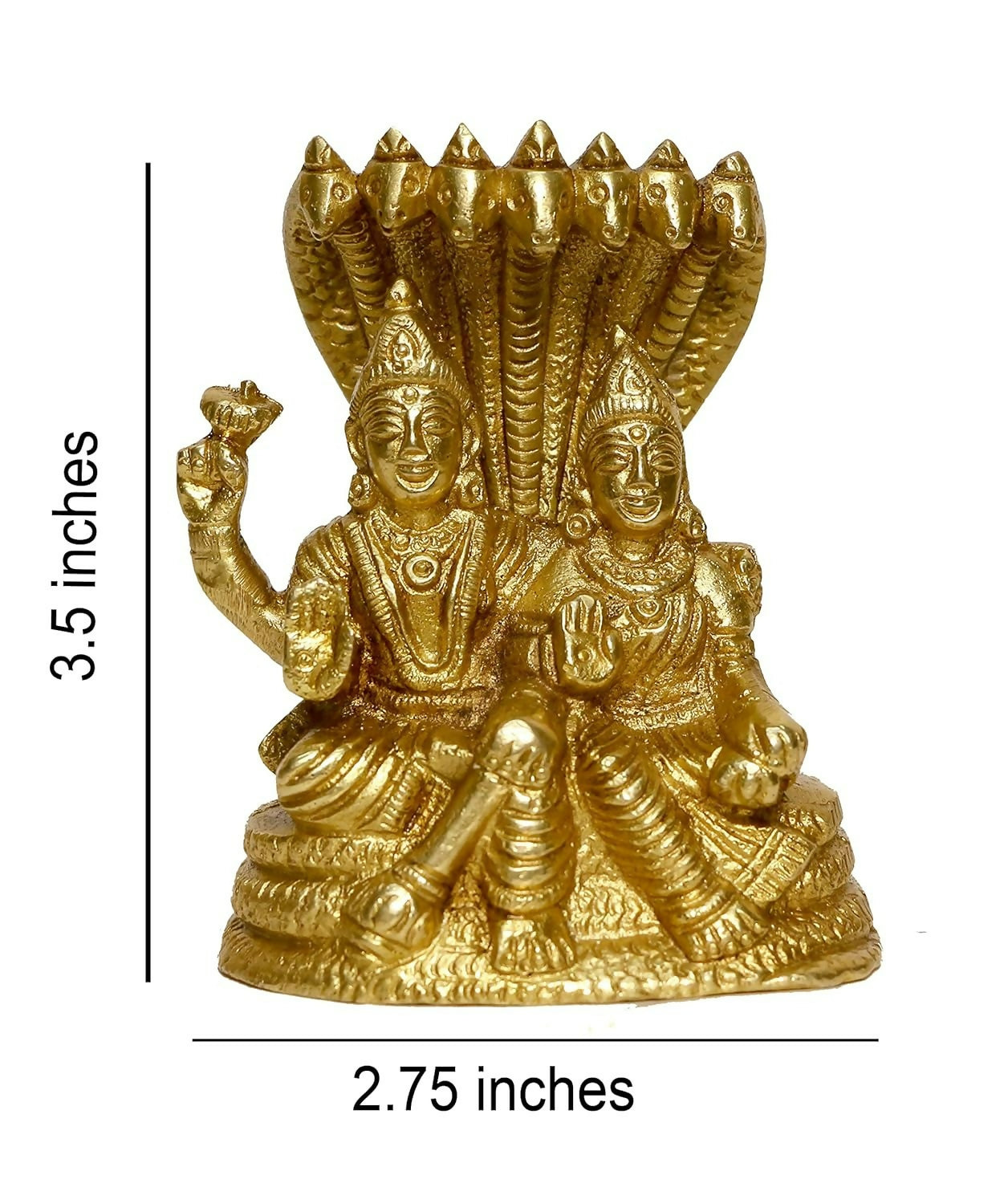 P.J.Handicrafts Brass Metal Statue Of Vishnu Ji With Laxmi - Swadesiicart