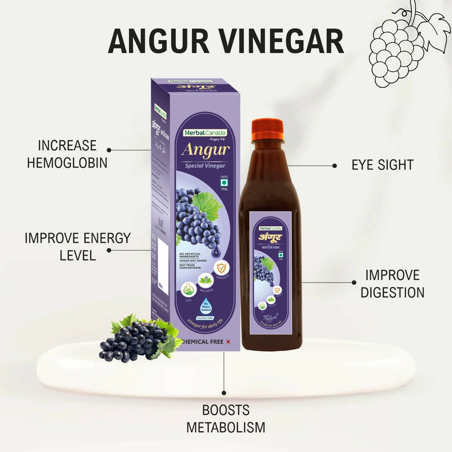 Herbal Canada Grapes Vinegar - Swadesiicart