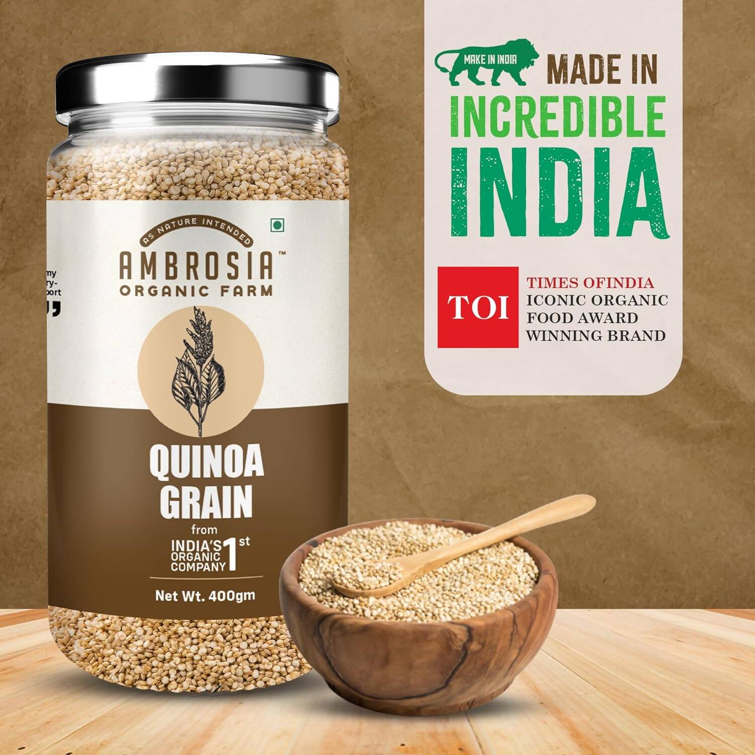 Ambrosia Organic Farm Quinoa Grain - Swadesiicart