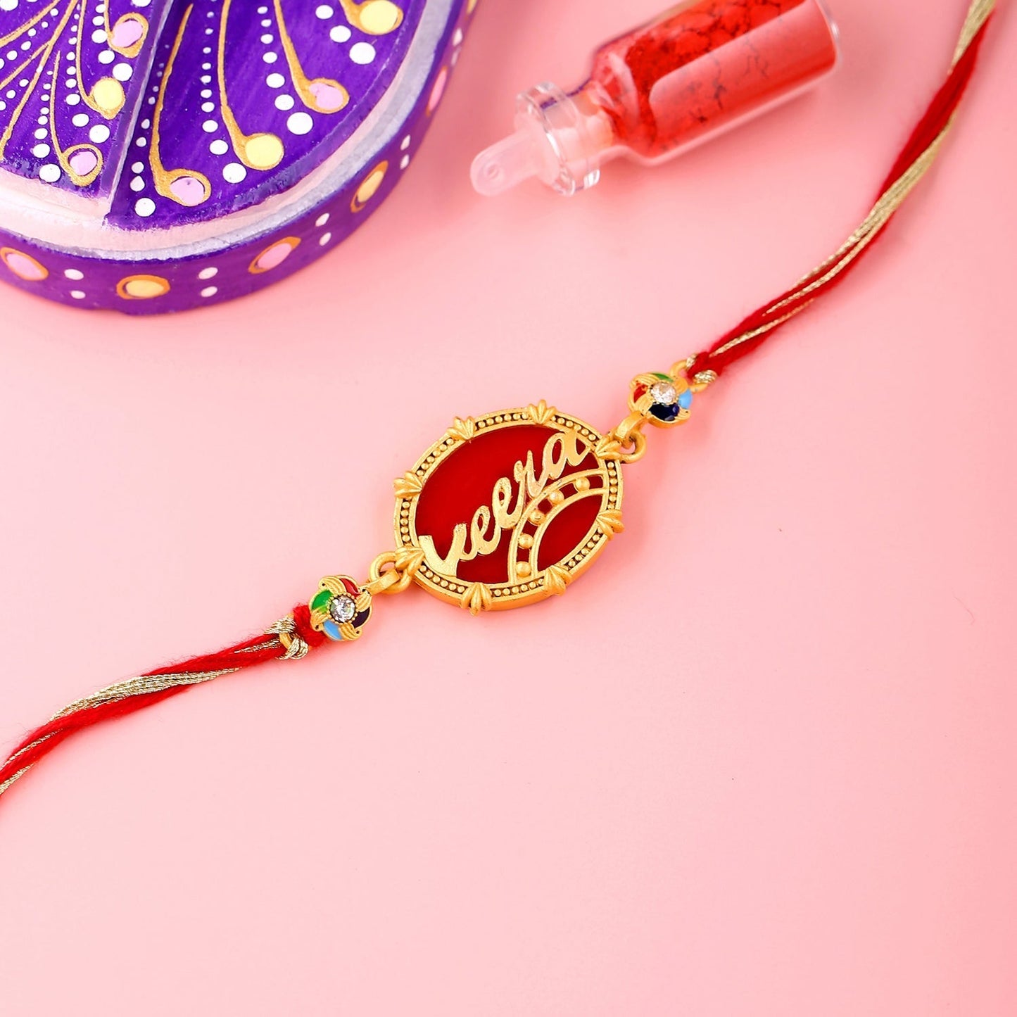 trueBrowns X Voylla Designer Veera Enameled Rakhi With Roli Chaawal Pack | Swadesiicart