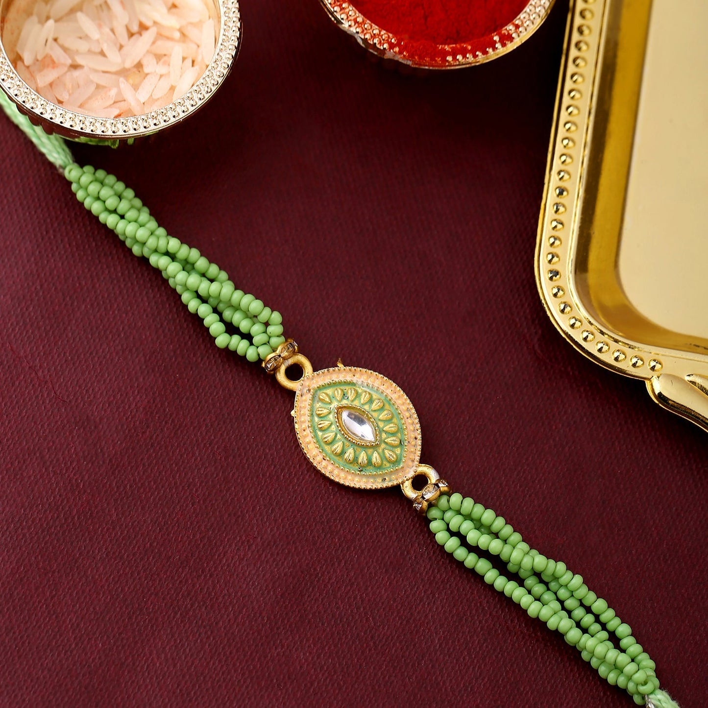 trueBrowns X Voylla Designer Beaded Rakhi With Roli Chaawal Pack | Swadesiicart