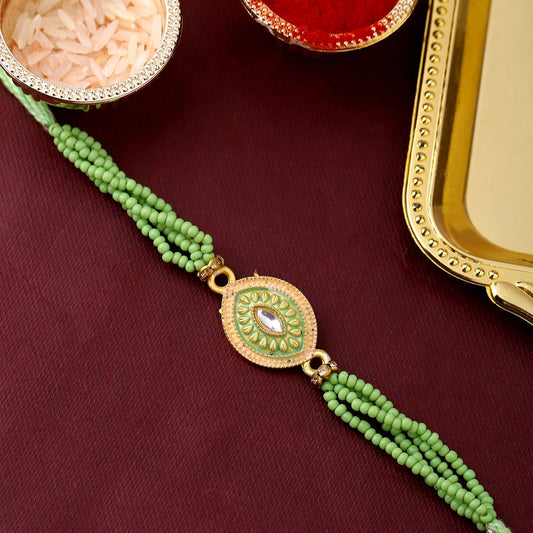 trueBrowns X Voylla Designer Beaded Rakhi With Roli Chaawal Pack | Swadesiicart