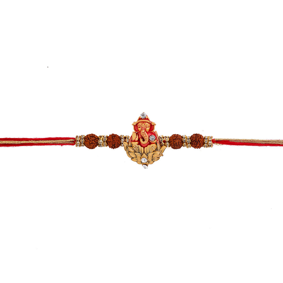 trueBrowns X Voylla Divine Rudraksha Ganesha Rakhi With Roli Chaawal Pack | Swadesiicart