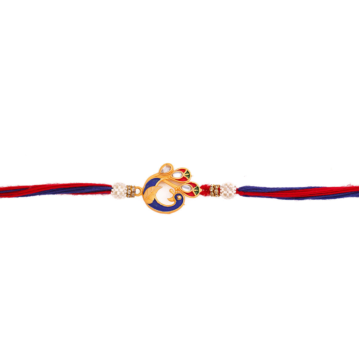 trueBrowns X Voylla Designer Enameled Peacock Rakhi With Roli Chaawal Pack | Swadesiicart