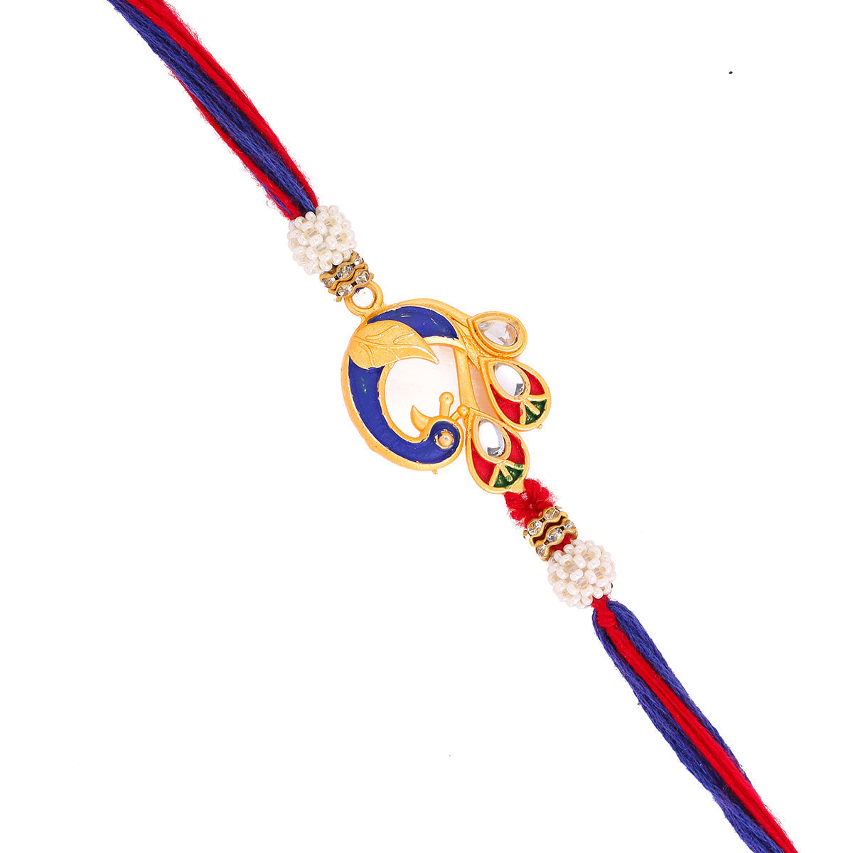 trueBrowns X Voylla Designer Enameled Peacock Rakhi With Roli Chaawal Pack | Swadesiicart