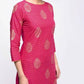 Aniyah Cotton Block Printed Pink Color Straight Kurta (AN-136K) - Swadesiicart