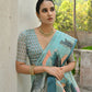 Vishnu Weaves Women's Firozi Cotton Silk Saree with Blouse - Swadesiicart