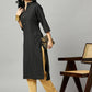 Black Chanderi Silk Texture Straight Kurta - Sabella