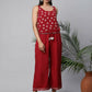 Ahalyaa Womens Maroon Chiffon Printed Jumpsuit - Swadesiicart