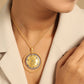 Nuyug 18K Gold-Plated Zircon Studded Minimal Chain Textured Surface Pendant Necklace | Swadesiicart