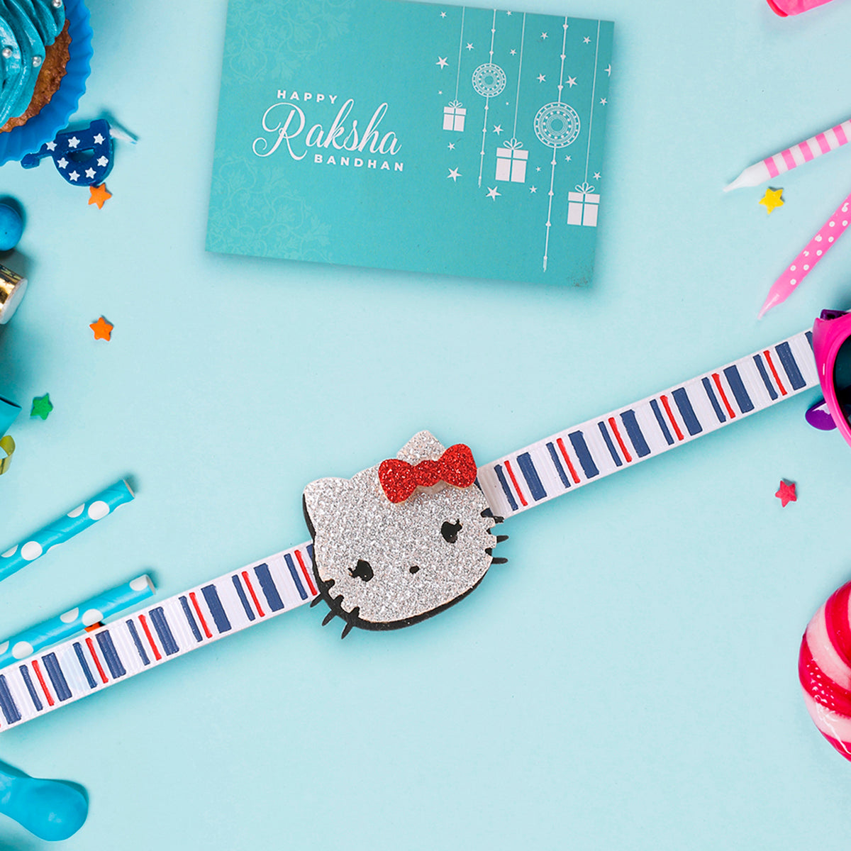 trueBrowns X Voylla Adorable Kitty Kids Rakhi With Roli Chaawal Pack | Swadesiicart