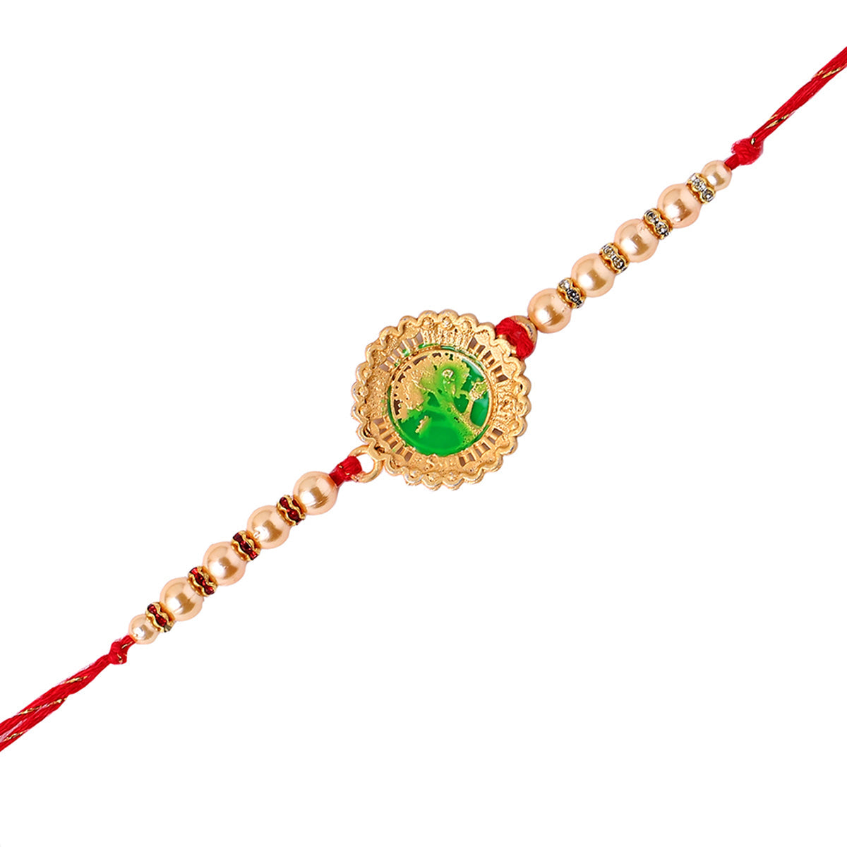 trueBrowns X Voylla Beige Beaded Enamel Rakhi With Roli Chaawal Pack | Swadesiicart