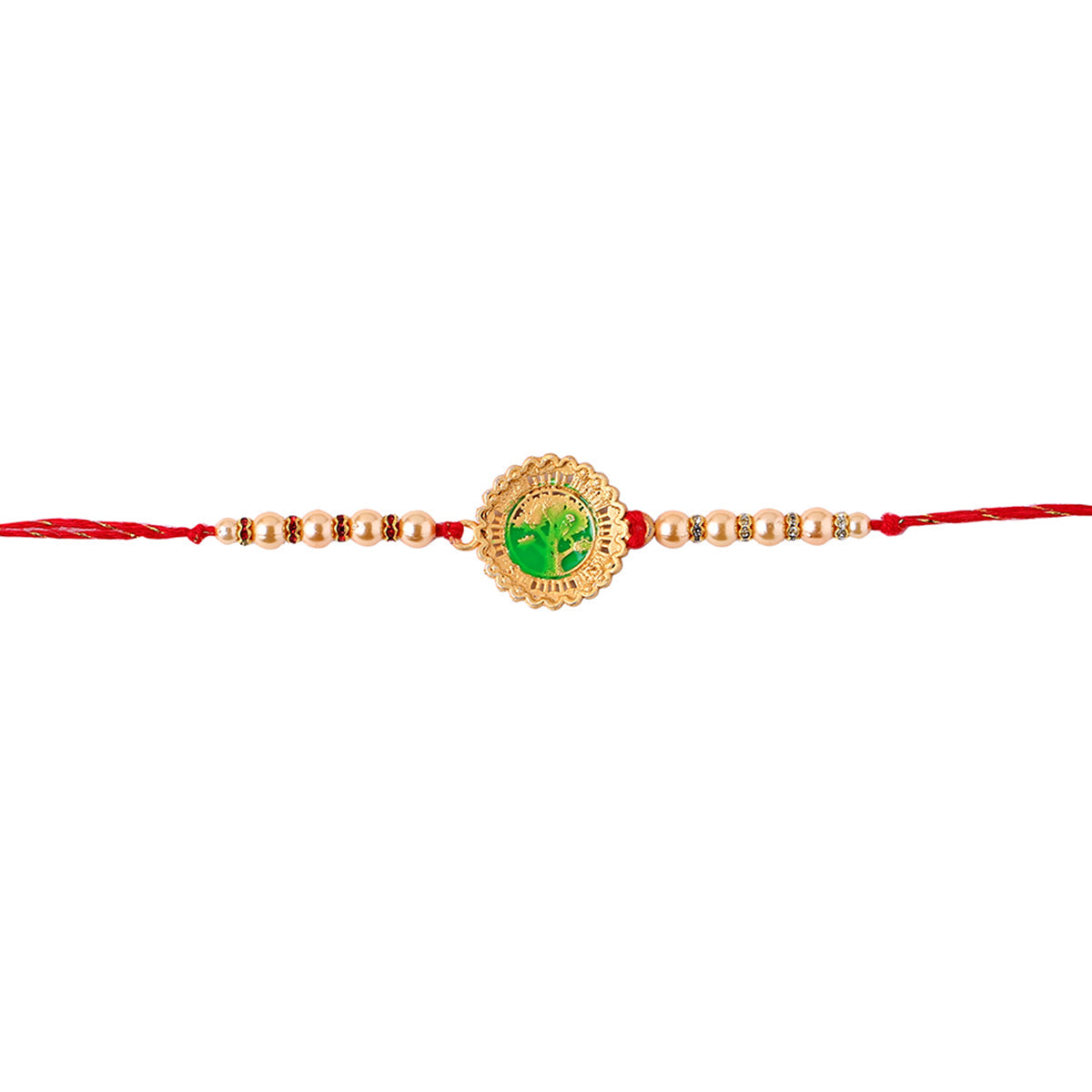 trueBrowns X Voylla Beige Beaded Enamel Rakhi With Roli Chaawal Pack | Swadesiicart