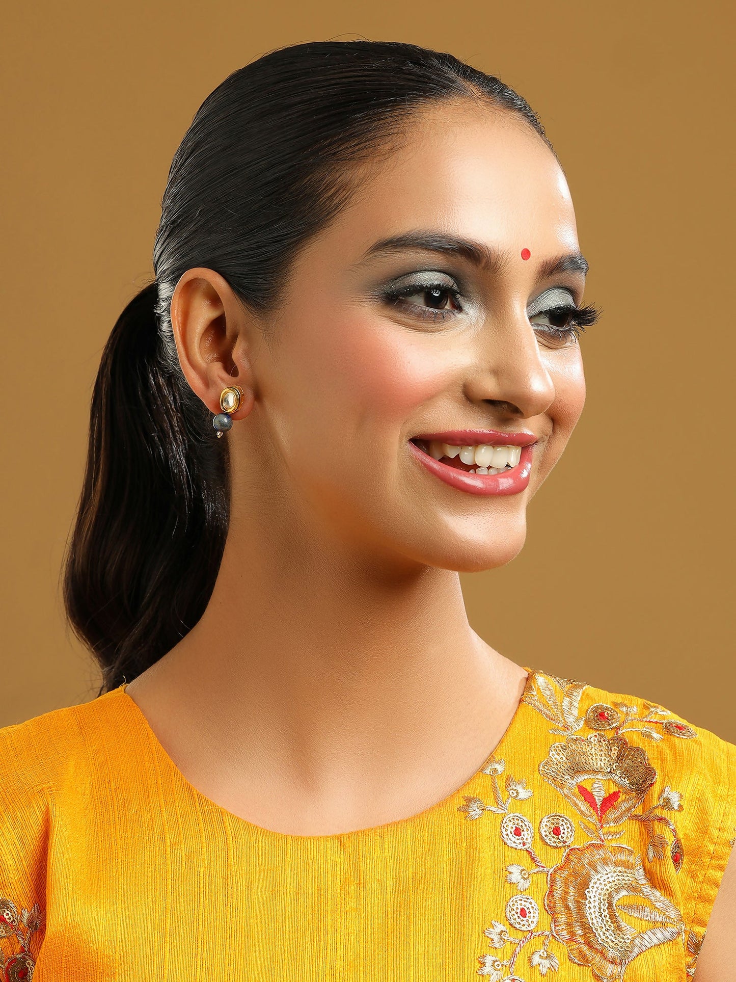 Ruby Raang Blue Lapis Lazuli Kundan Studs | Swadesiicart