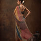 Multicolor Silk Blend Digital Print Striped Saree with Unstitched Blouse - Hiral Fashion | Swadesiicart