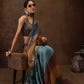 Multicolor Silk Blend Digital Print Striped Saree with Unstitched Blouse - Hiral Fashion | Swadesiicart