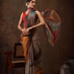 Multicolor Silk Blend Digital Print Striped Saree with Unstitched Blouse - Hiral Fashion | Swadesiicart