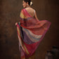 Multicolor Silk Blend Digital Print Striped Saree with Unstitched Blouse - Hiral Fashion | Swadesiicart