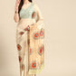 Beige Silk Blend Digital Print Geomatric Saree with Unstitched Blouse - Hiral Fashion | Swadesiicart