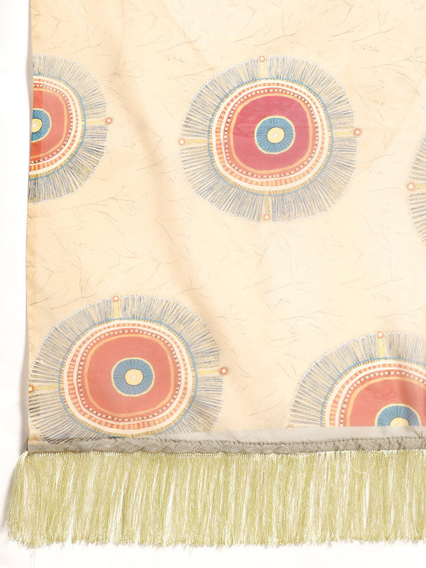 Beige Silk Blend Digital Print Geomatric Saree with Unstitched Blouse - Hiral Fashion | Swadesiicart