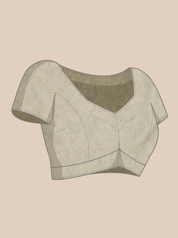 Beige Silk Blend Digital Print Geomatric Saree with Unstitched Blouse - Hiral Fashion | Swadesiicart