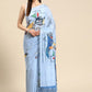 Blue Silk Blend Digital Print Warli Saree with Unstitched Blouse - Hiral Fashion | Swadesiicart
