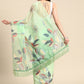 Green Silk Blend Digital Print Floral Saree with Unstitched Blouse - Hiral Fashion | Swadesiicart