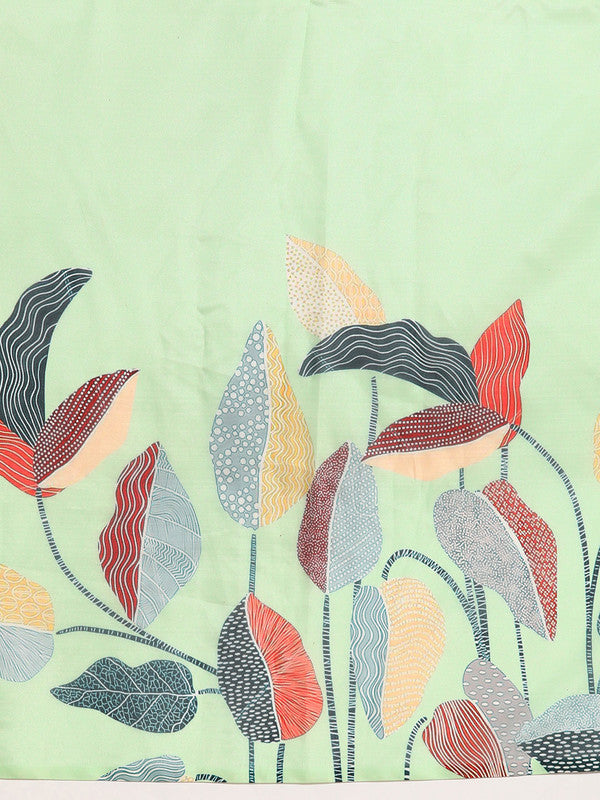 Green Silk Blend Digital Print Floral Saree with Unstitched Blouse - Hiral Fashion | Swadesiicart