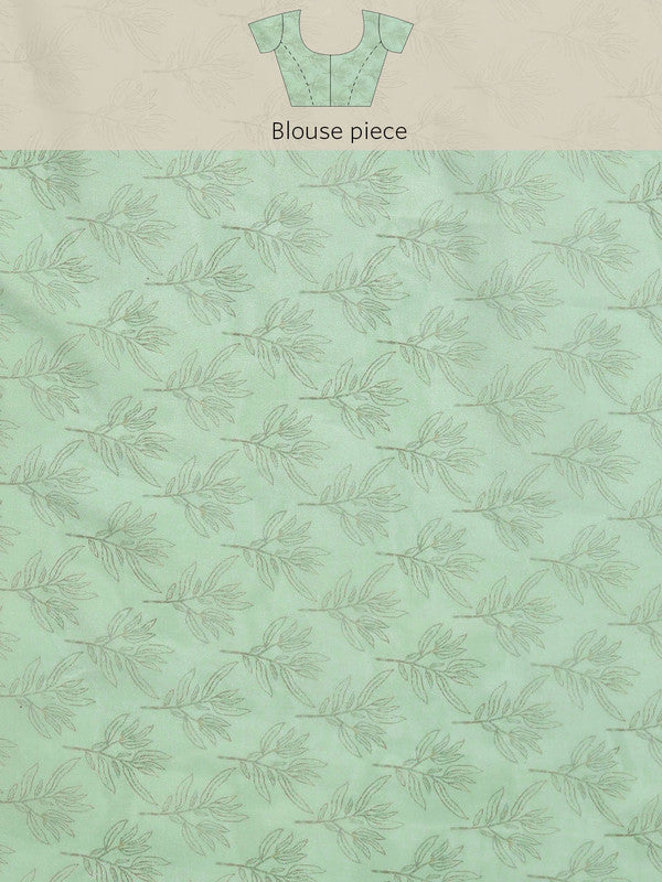 Green Silk Blend Digital Print Floral Saree with Unstitched Blouse - Hiral Fashion | Swadesiicart