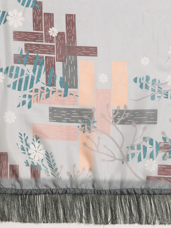 Gray Silk Blend Digital Print Floral Saree with Unstitched Blouse - Hiral Fashion | Swadesiicart