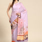 Lavender Silk Blend Digital Print Floral Swadesiicart with Unstitched Blouse - Hiral Fashion