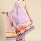 Lavender Silk Blend Digital Print Floral Saree with Unstitched Blouse - Hiral Fashion | Swadesiicart