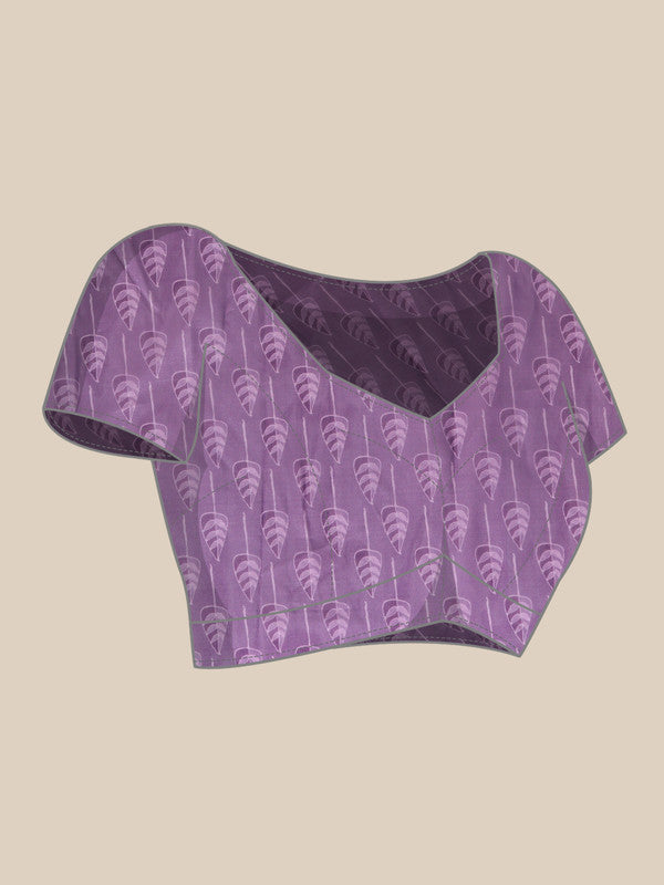 Lavender Silk Blend Digital Print Floral Saree with Unstitched Blouse - Hiral Fashion | Swadesiicart