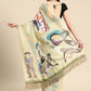 Olive Silk Blend Digital Print Warli Saree with Unstitched Blouse - Hiral Fashion | Swadesiicart