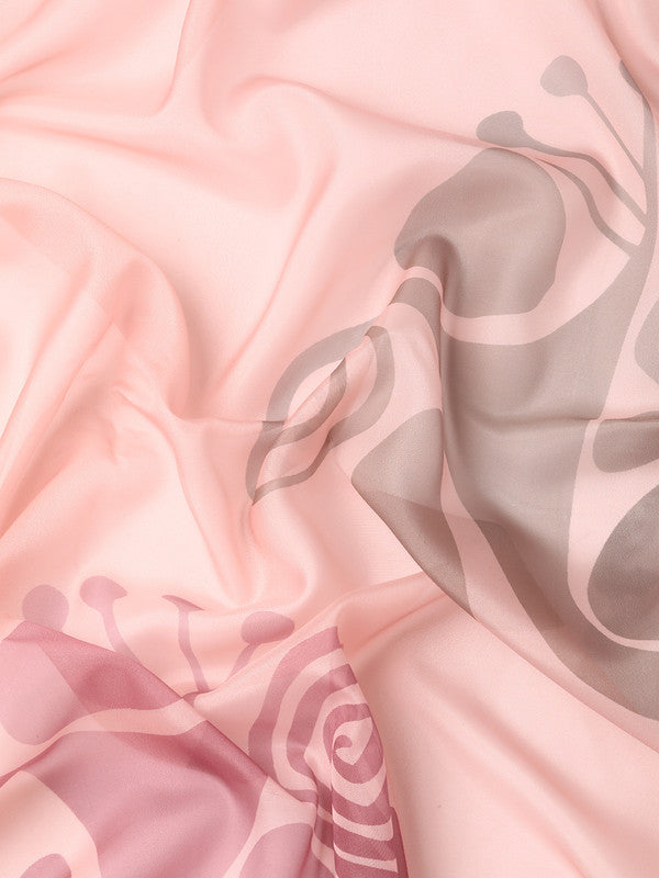 Peach Silk Blend Digital Print Abstract Saree with Unstitched Blouse - Hiral Fashion | Swadesiicart
