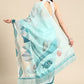 Turquoise Silk Blend Digital Print Abstract Saree with Unstitched Blouse - Hiral Fashion | Swadesiicart
