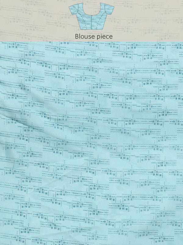 Turquoise Silk Blend Digital Print Abstract Saree with Unstitched Blouse - Hiral Fashion | Swadesiicart
