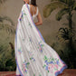 Hiral Fashion White Bollywood Satin Floral Digital Printed Saree | Swadesiicart