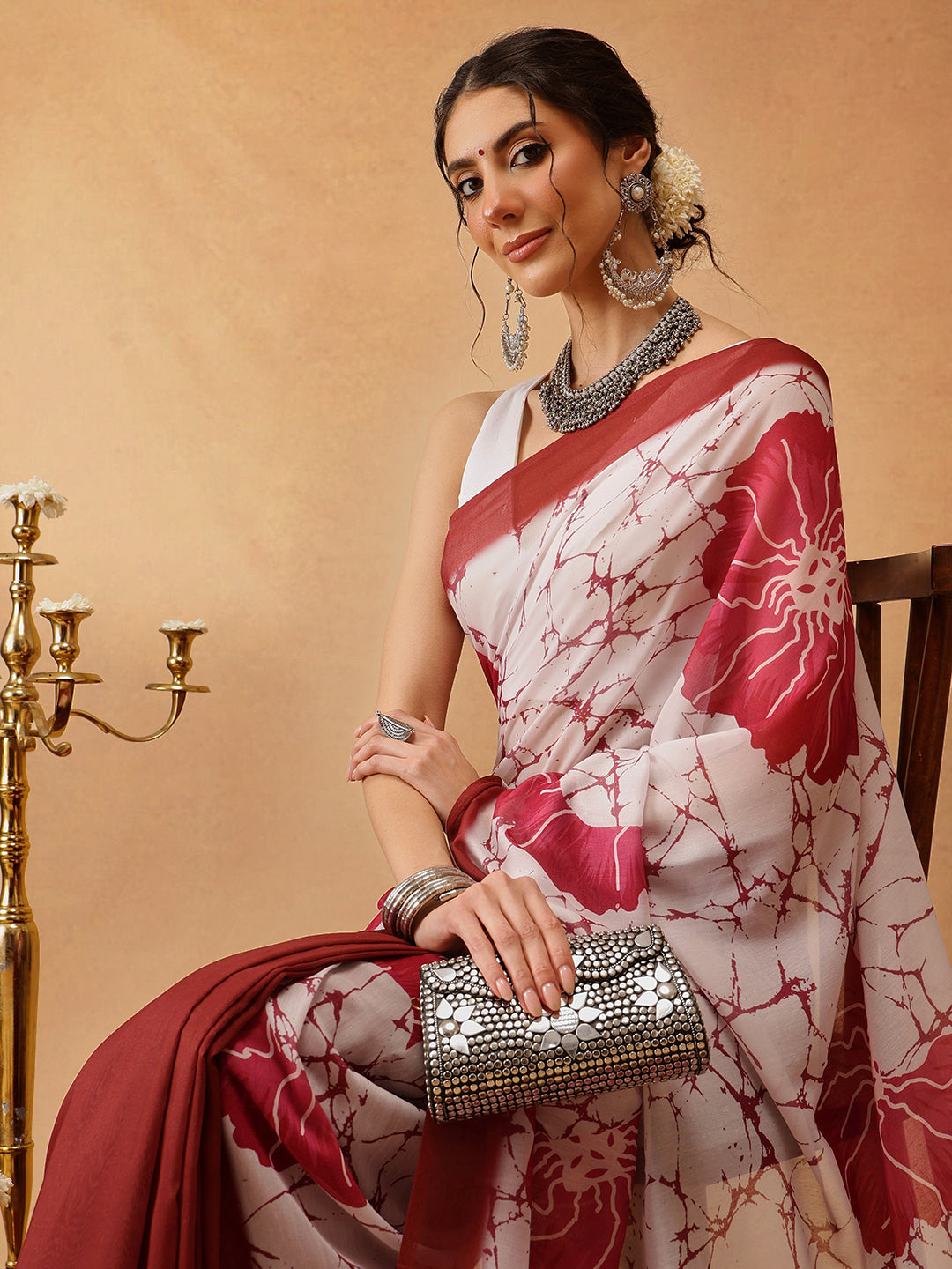 Hiral Fashion Brown Bollywood Mul Cotton Floral Digital Printed Saree | Swadesiicart