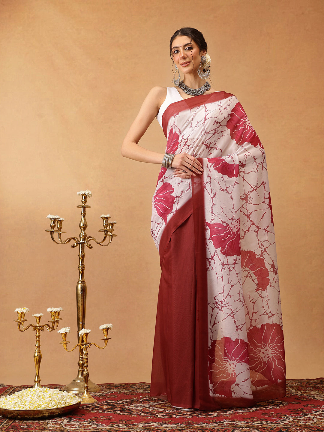 Hiral Fashion Brown Bollywood Mul Cotton Floral Digital Printed Saree | Swadesiicart