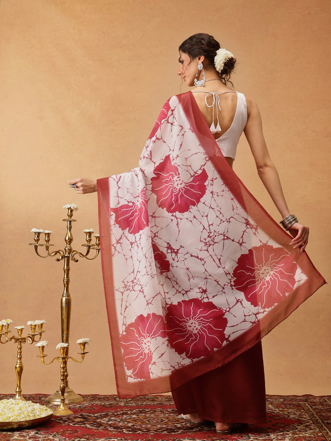 Hiral Fashion Brown Bollywood Mul Cotton Floral Digital Printed Saree | Swadesiicart