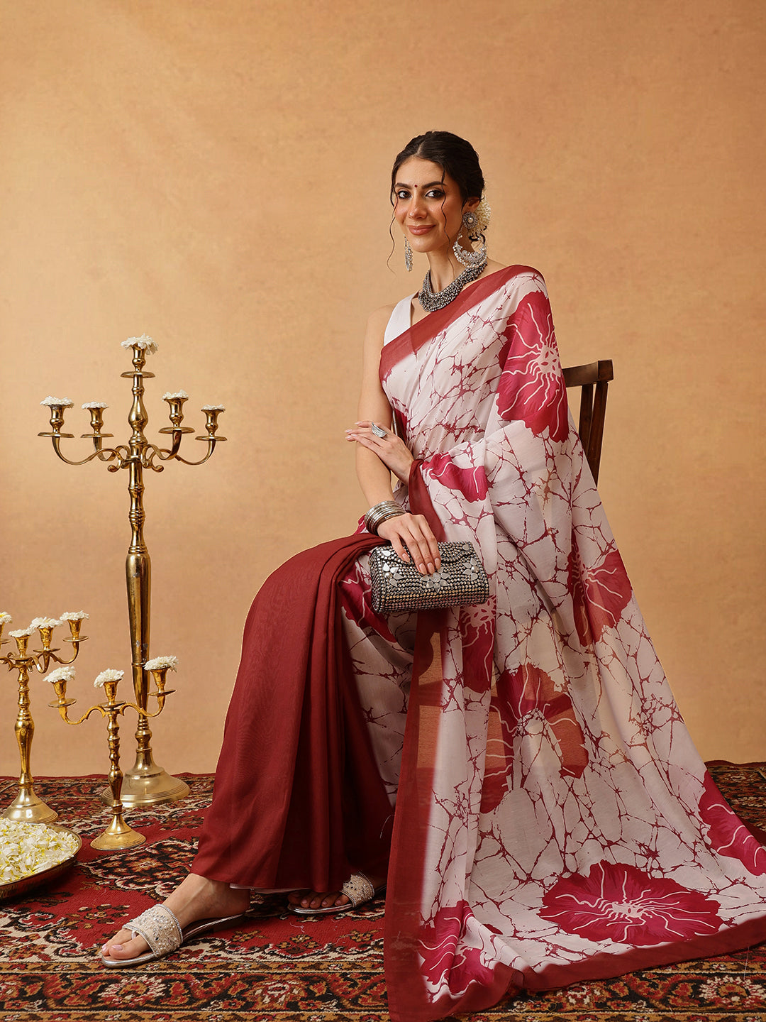 Hiral Fashion Brown Bollywood Mul Cotton Floral Digital Printed Saree | Swadesiicart