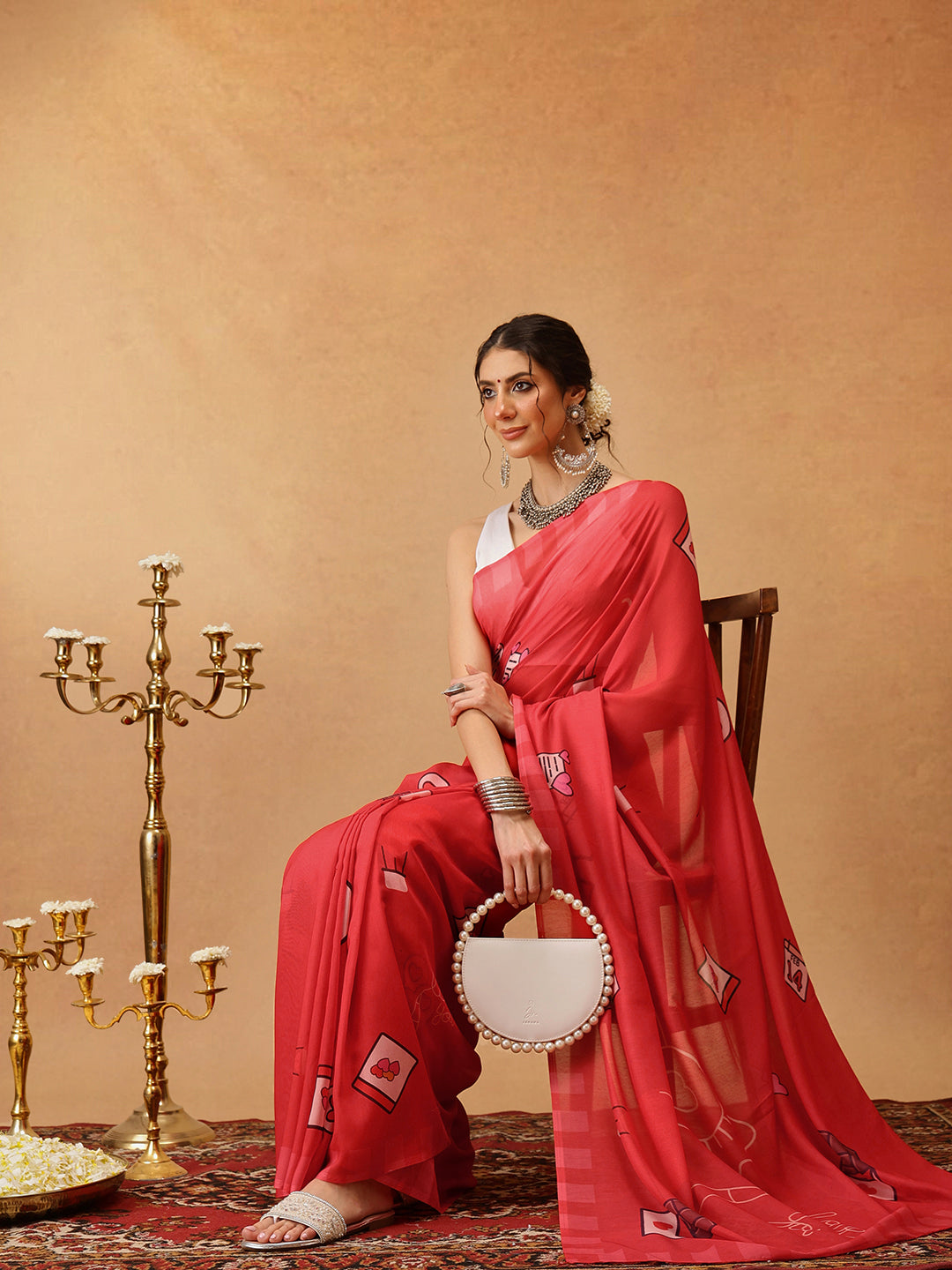 Hiral Fashion Red Bollywood Mul Cotton Abstract Digital Printed Saree | Swadesiicart