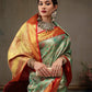 Green Pure Silk Woven Zari Design Floral Saree with Unstitched Blouse - Hiral Fashion | Swadesiicart