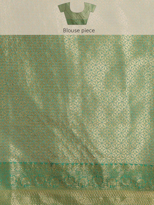 Green Tissue Silk Woven Zari Design Floral Saree with Unstitched Blouse - Hiral Fashion | Swadesiicart