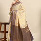 Navy Blue Tissue Silk Woven Zari Design Floral Saree with Unstitched Blouse - Hiral Fashion | Swadesiicart