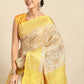 Yellow Tissue Silk Woven Zari Design Floral Saree with Unstitched Blouse - Hiral Fashion | Swadesiicart