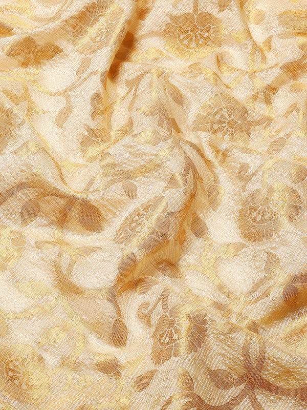 Yellow Tissue Silk Woven Zari Design Floral Saree with Unstitched Blouse - Hiral Fashion | Swadesiicart